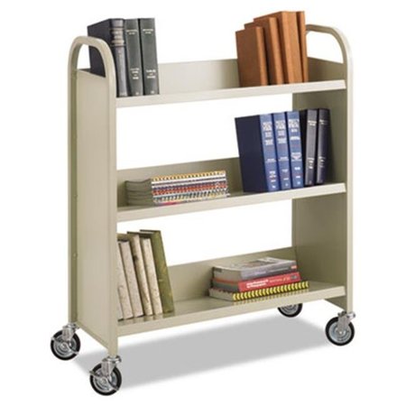 SAFCO Safco 5358SA Steel Slant Shelf Book Cart; Three Shelves; 36w x 14.5d x 43.5h; Sand 5358SA
